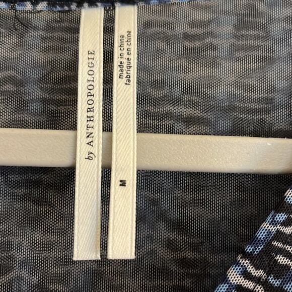 Anthropologie Gretchen Smocked Tunic Size M Blue Black Sheer Fairy Whimsigoth - Picture 5 of 11